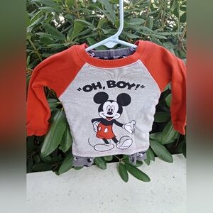 Disney Mickey Mouse GUC Kids Long Sleeve Tee - Red and Gray Sz 12 Mths